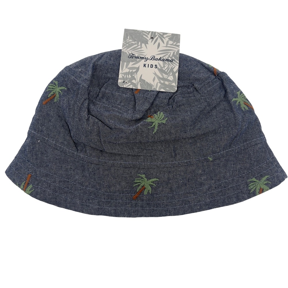 NEW Tommy Bahama Kids Blue‎ Palm Tree Print Bucket Hat